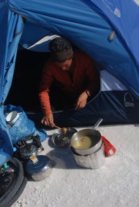 cocinando sobre la sal